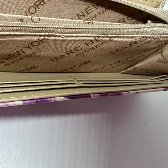 Purple & Cream Floral Leather Wallet By Marc New York - Picture 11 of 13